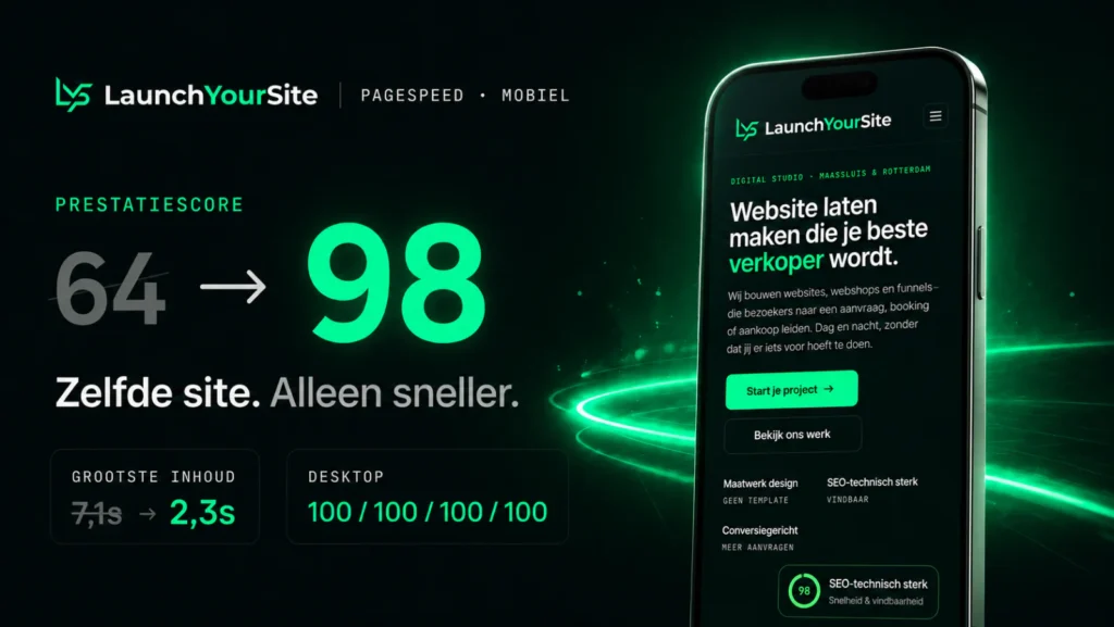 Website sneller maken: van 64 naar 98 op mobiel.